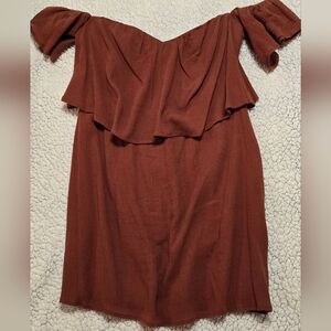 Off-Shoulder Rust Dress